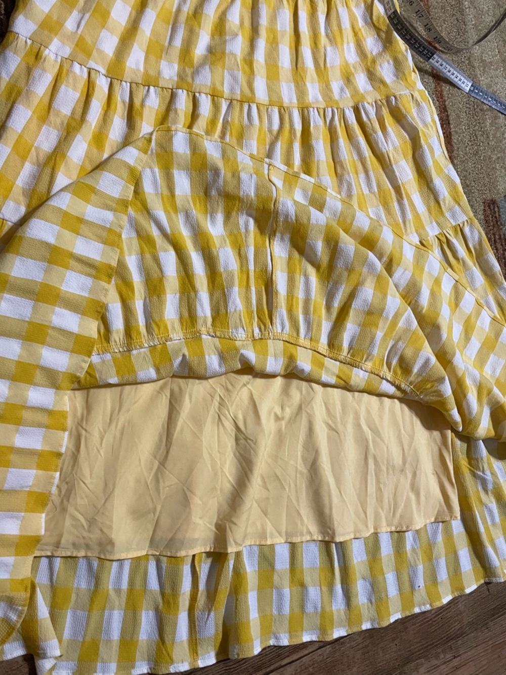 English Factory Sweet gingham yellow tiered baby doll maxi dress size M - Picture 13 of 16